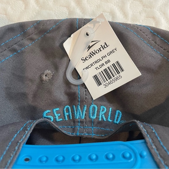 NWT Seaworld Gray Dolphin Cap Toddler Hat Blue Embroidered Summer Travel Ocean - Picture 4 of 7